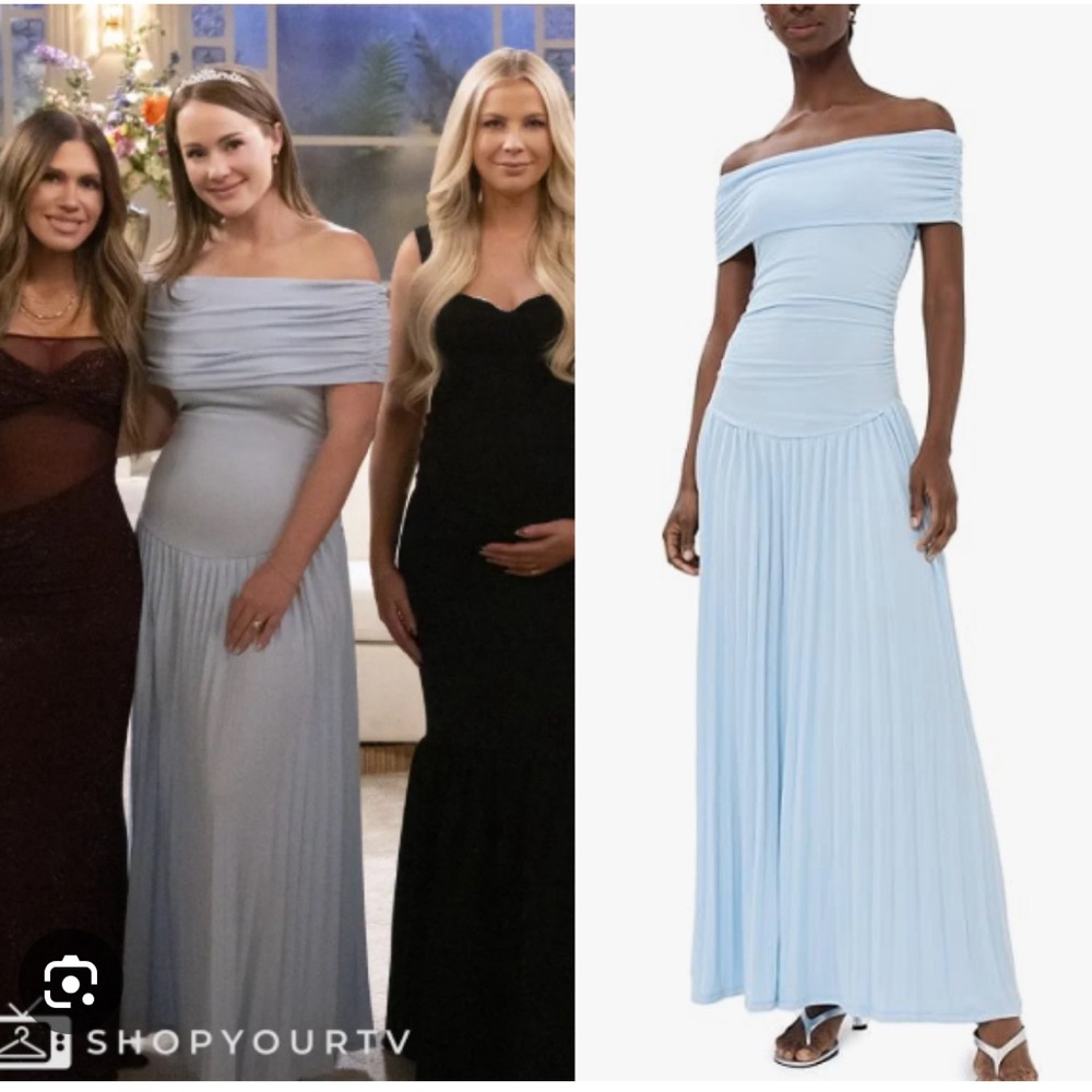 Lioness Off-Shoulder Light Blue Maxi Dress **HEMMED**- Medium